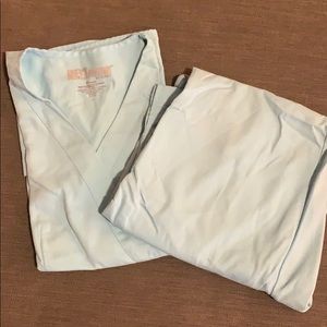 Blue Top and Bottom Scrub Top